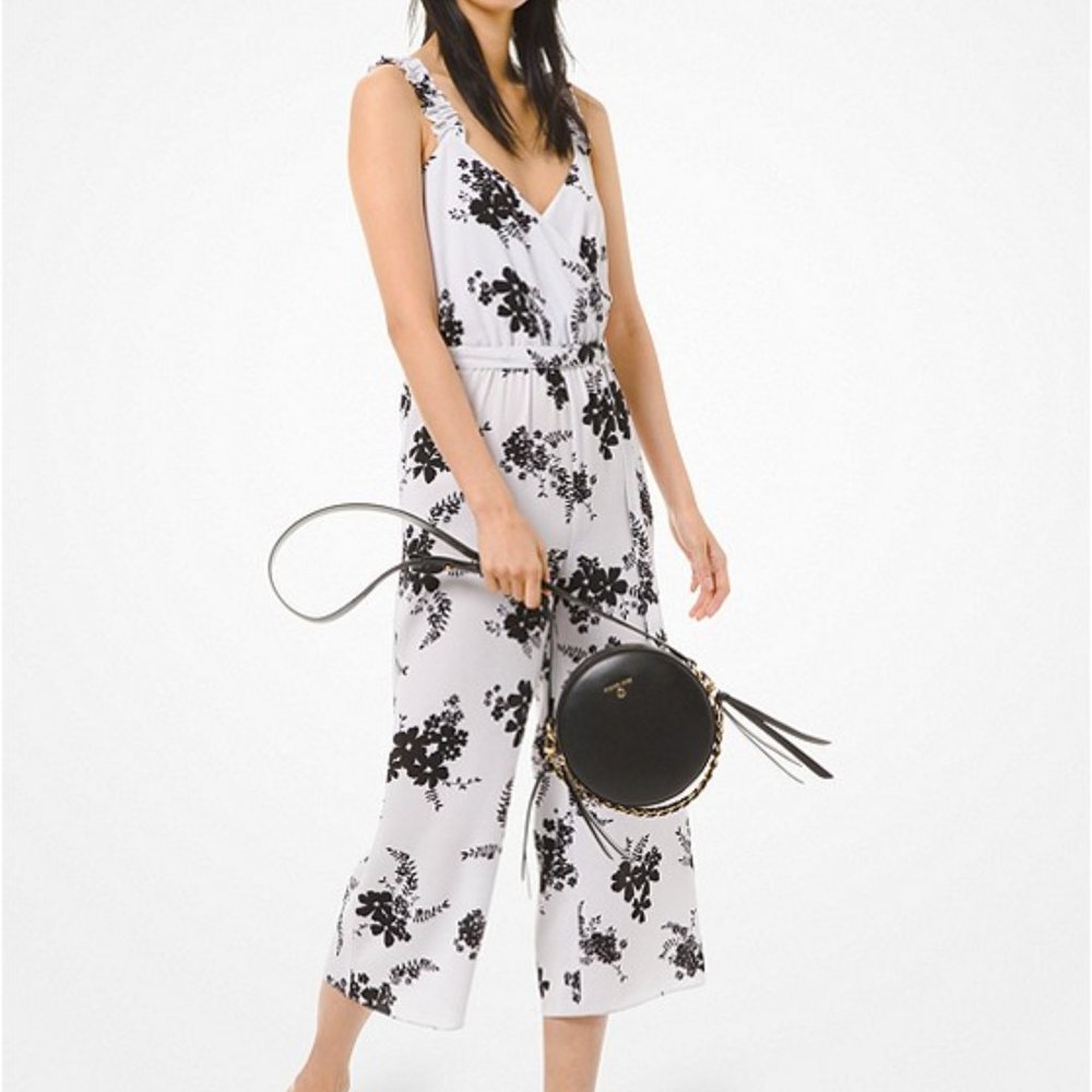 NWT Michael Kors Floral Crepe Belted Jumpsuit M